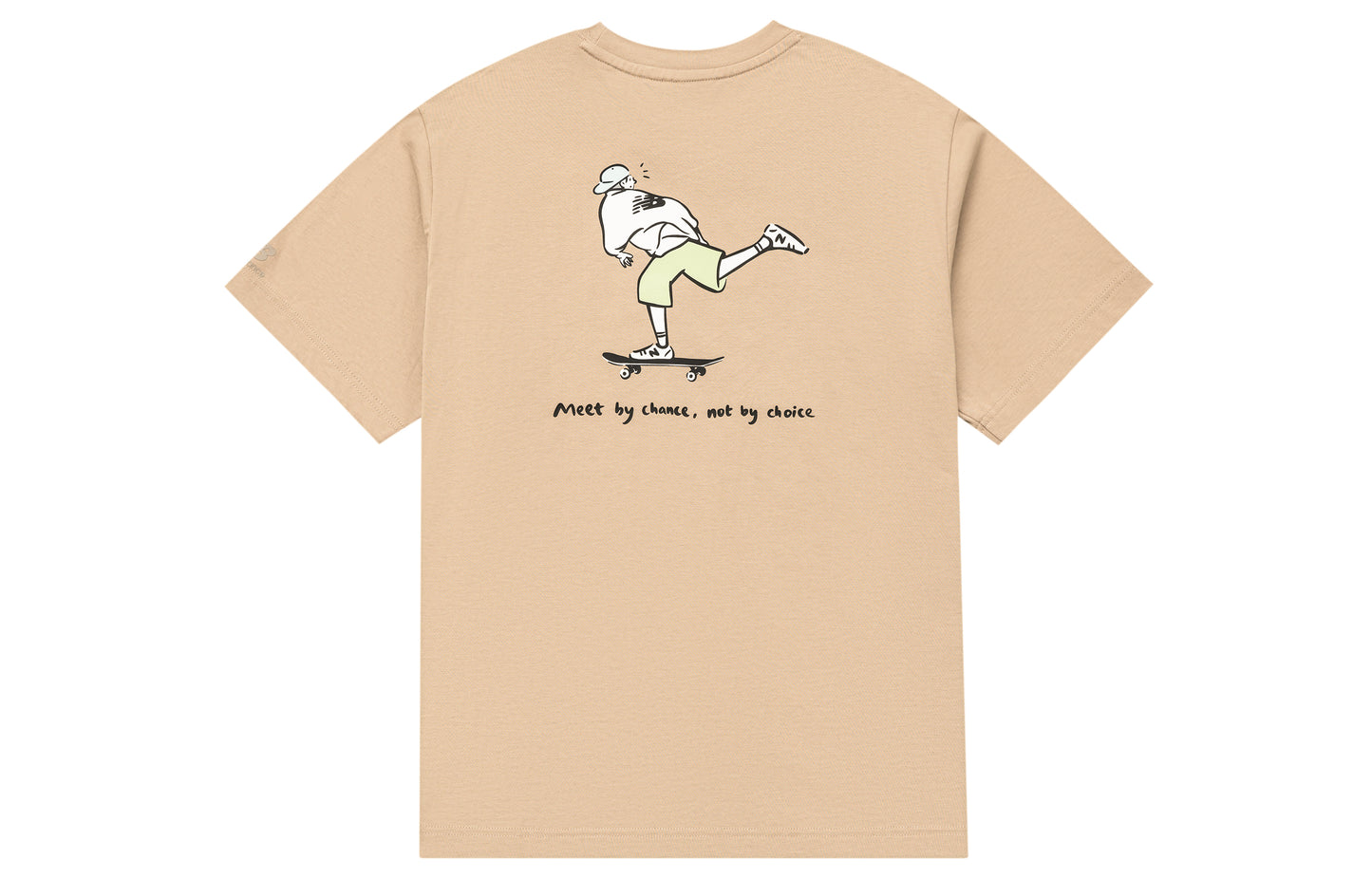 New Balans x pk kobrend seriyali skeytbord illyustratsiyasi Amerika kolleji uslubidagi tekis rangli kichik logotip asosiy nuqta sport simli dam olish uchun bo'sh kalta yengli futbolkalar erkaklar va ayollar bir xil modellar xaki