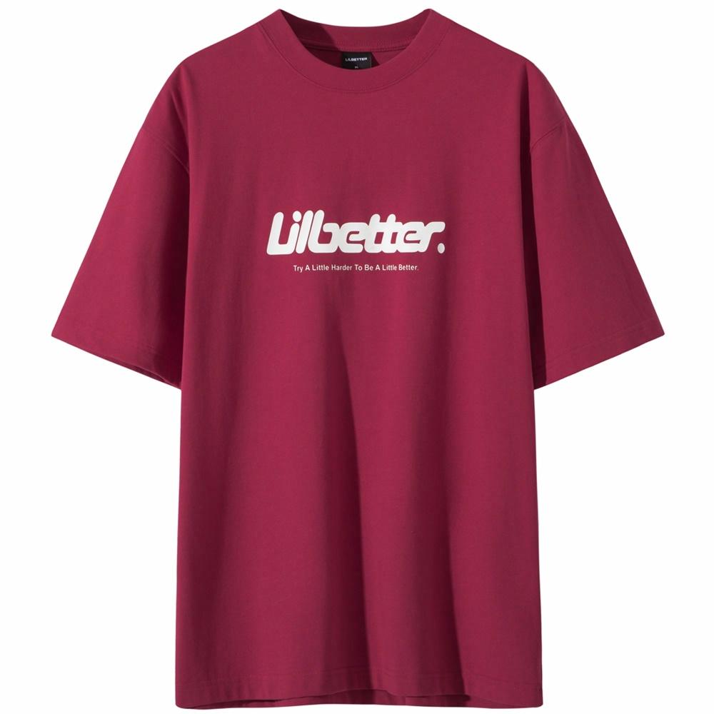 Lilbetter harfi logotipi bosma paxta amerikalik kundalik toza kiyimli dumaloq bo'yinli yarim yengli bo'shashgan juftlik qisqa yengli futbolka modelli erkaklar va ayollar