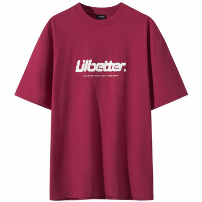 Lilbetter harfi logotipi bosma paxta amerikalik kundalik toza kiyimli dumaloq bo'yinli yarim yengli bo'shashgan juftlik qisqa yengli futbolka modelli erkaklar va ayollar