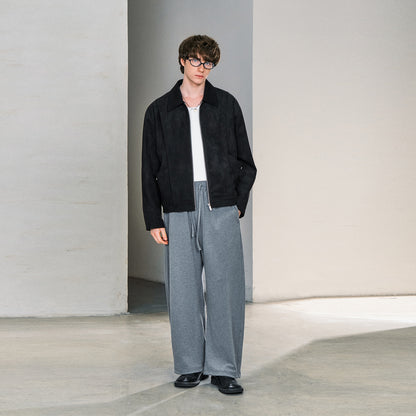 Lilbetter sun'iy zamsh bo'sh barglari bo'lingan dizayn stiletto shakli trend oddiy ko'p qirrali kalta blazer ko'ylagi erkaklar qora