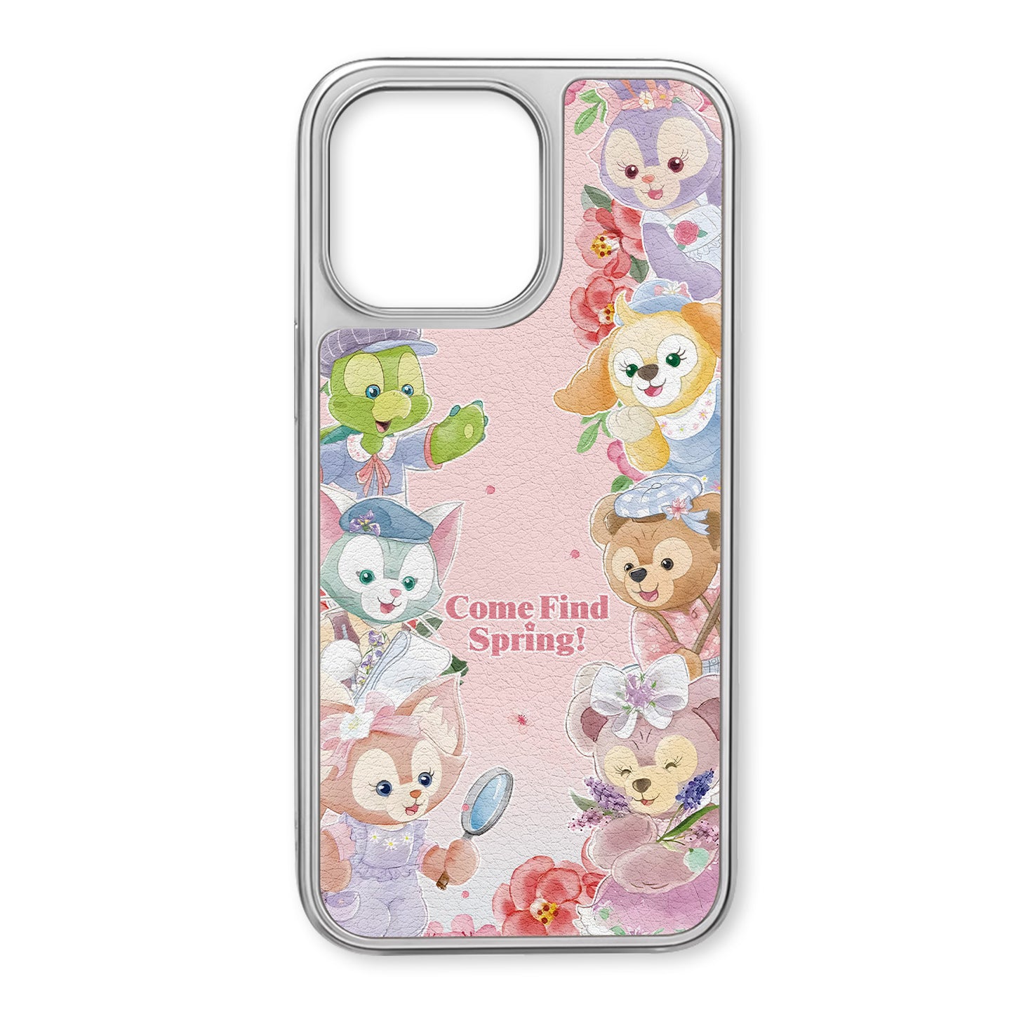 Disney ABS+Kompyuter materiali Yoqimli Daffy oilasi karbonli tolali naqshli 360° aylanadigan kronshteyn teri naqshli sumkasi Apple/Apple 16promax/15/14pro/max/iphone13/12/11 uchun qimmatli telefon sumkasi