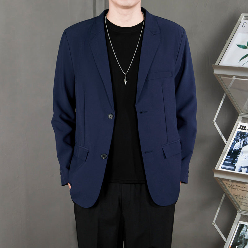Ofisga qarshi engil hashamatli moda tasodifiy chiroyli bo'sh Gonkong uslubidagi gangster chiroyli ko'ylagi universal koreys versiyasi trendi uzun yengli kostyum erkaklar modellari