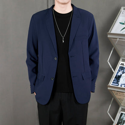 Ofisga qarshi engil hashamatli moda tasodifiy chiroyli bo'sh Gonkong uslubidagi gangster chiroyli ko'ylagi universal koreys versiyasi trendi uzun yengli kostyum erkaklar modellari