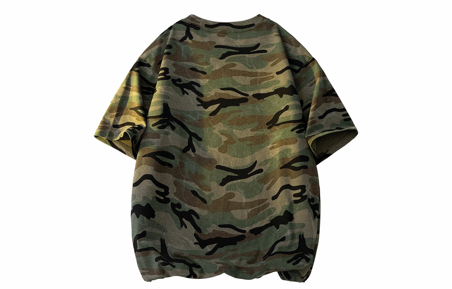 Paddy Julia Amerika hip-hop retro qovurilgan ko'cha gangster chiroyli kamuflyaj harbiy ekipaj bo'yinli pullover High Street ins paxta ko'p qirrali kollej uslubi tasodifiy qisqa yengli futbolka erkaklar va ayollar bir xil narsa