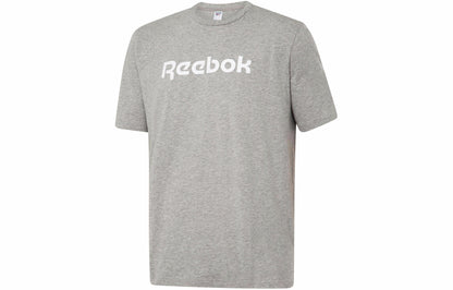 Reebok reebok linear read letter logo bosilgan yumaloq bo'yinli tasodifiy kalta yengli erkaklar va ayollar kulrang futbolkasi