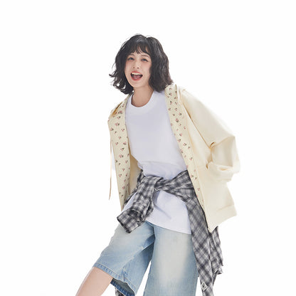 Pal ongaco pal ongaco Amerika retro soddaligi multfilm naqshli bosma harflar logotipi erkin universal trend ko'ylagi ko'ylagi qulay tasodifiy kaputli kardigan kozok erkaklar va ayollar bir xil paragraf bilan