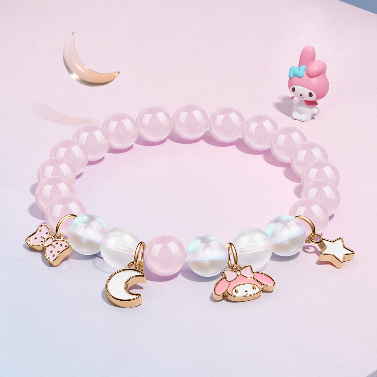 Браслет женский Hello Kitty Bow Rose Quartz