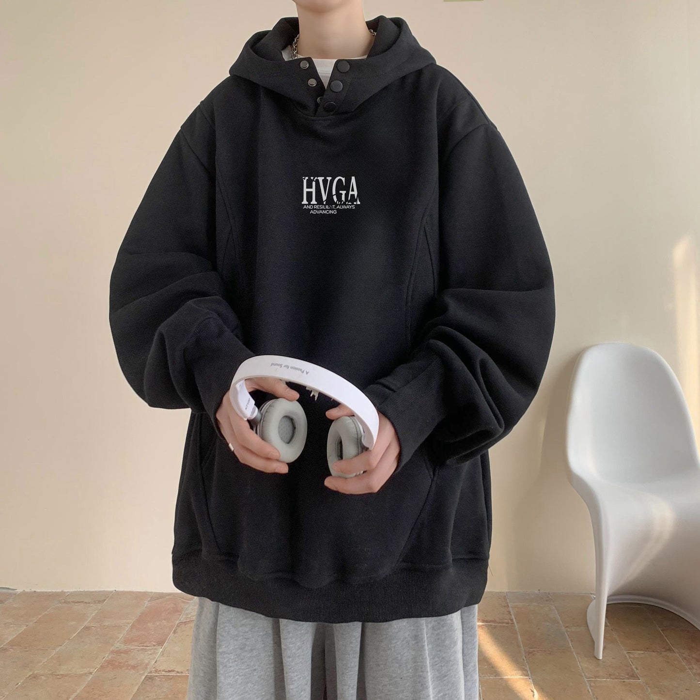 Erkaklar uchun HVGA ko'cha logotipli kapshonli