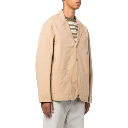 Carhartt wip ss22 patchli tugmali blazer erkaklar xaki