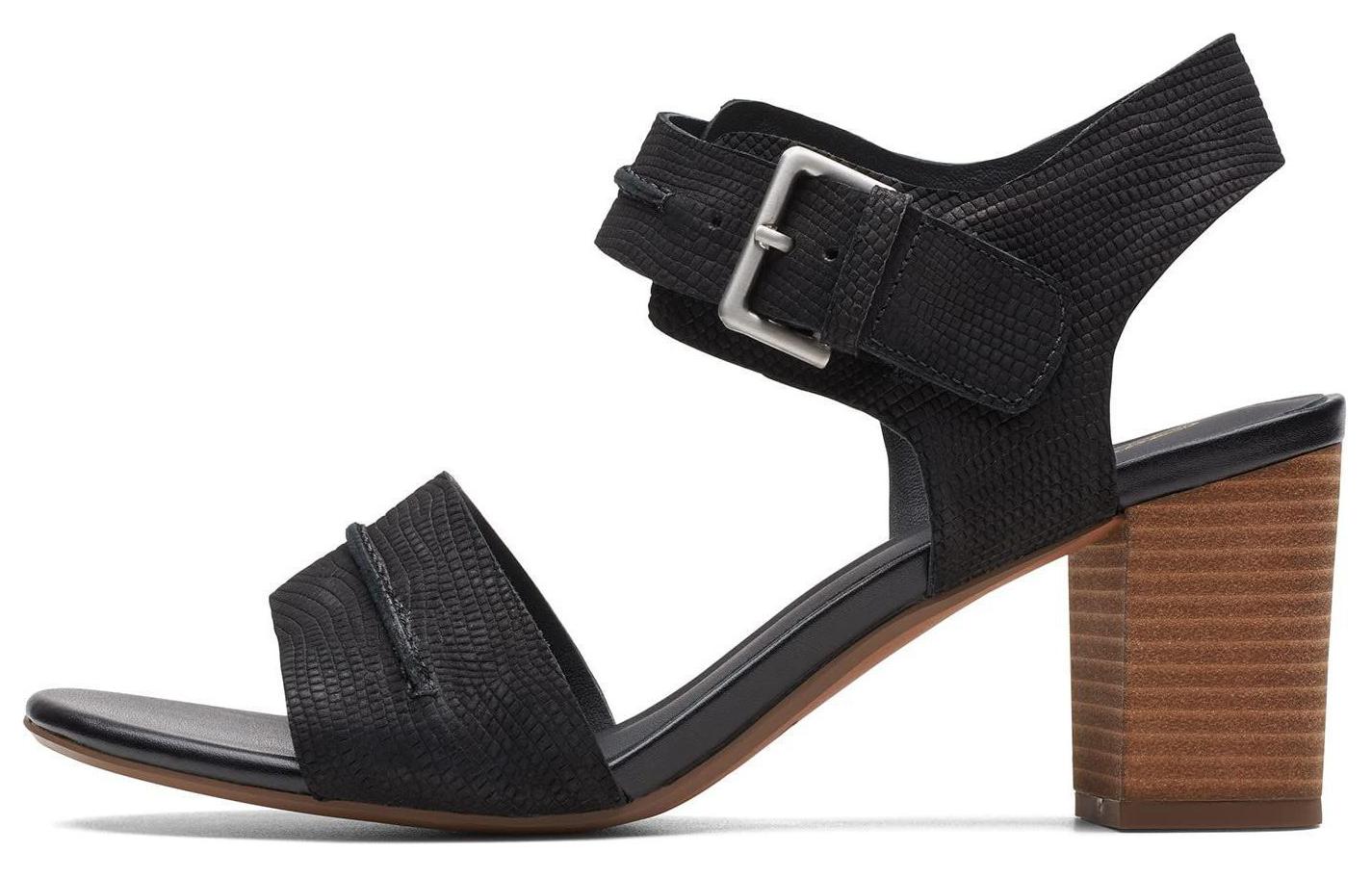 Ayollarning qora qora sandallari Clarks Clarks charmdan qulaylik va soddalik