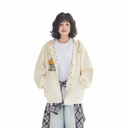 Pal ongaco pal ongaco Amerika retro soddaligi multfilm naqshli bosma harflar logotipi erkin universal trend ko'ylagi ko'ylagi qulay tasodifiy kaputli kardigan kozok erkaklar va ayollar bir xil paragraf bilan