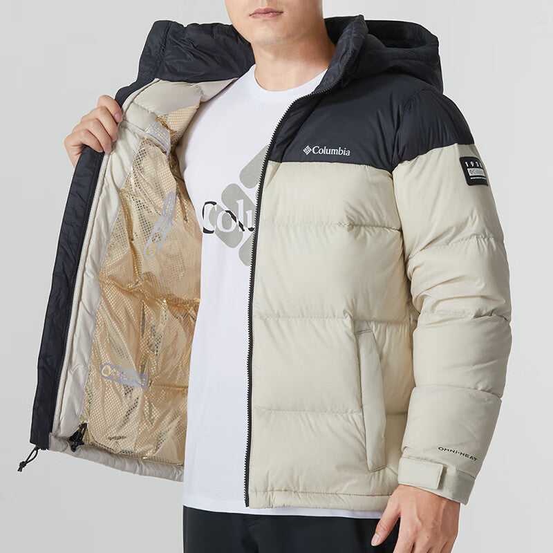 Columbia boulo point 2 columbia colour block patchwork открытый ветрозащитный теплый гусиный пух пуховая куртка мужчины белый