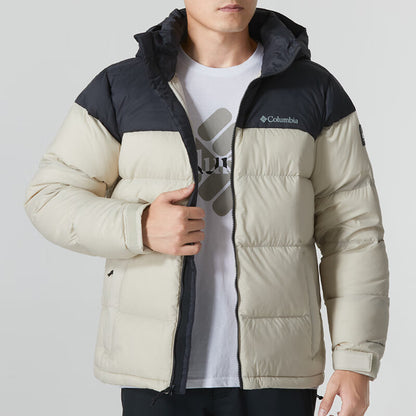 Columbia boulo point 2 columbia colour block patchwork открытый ветрозащитный теплый гусиный пух пуховая куртка мужчины белый