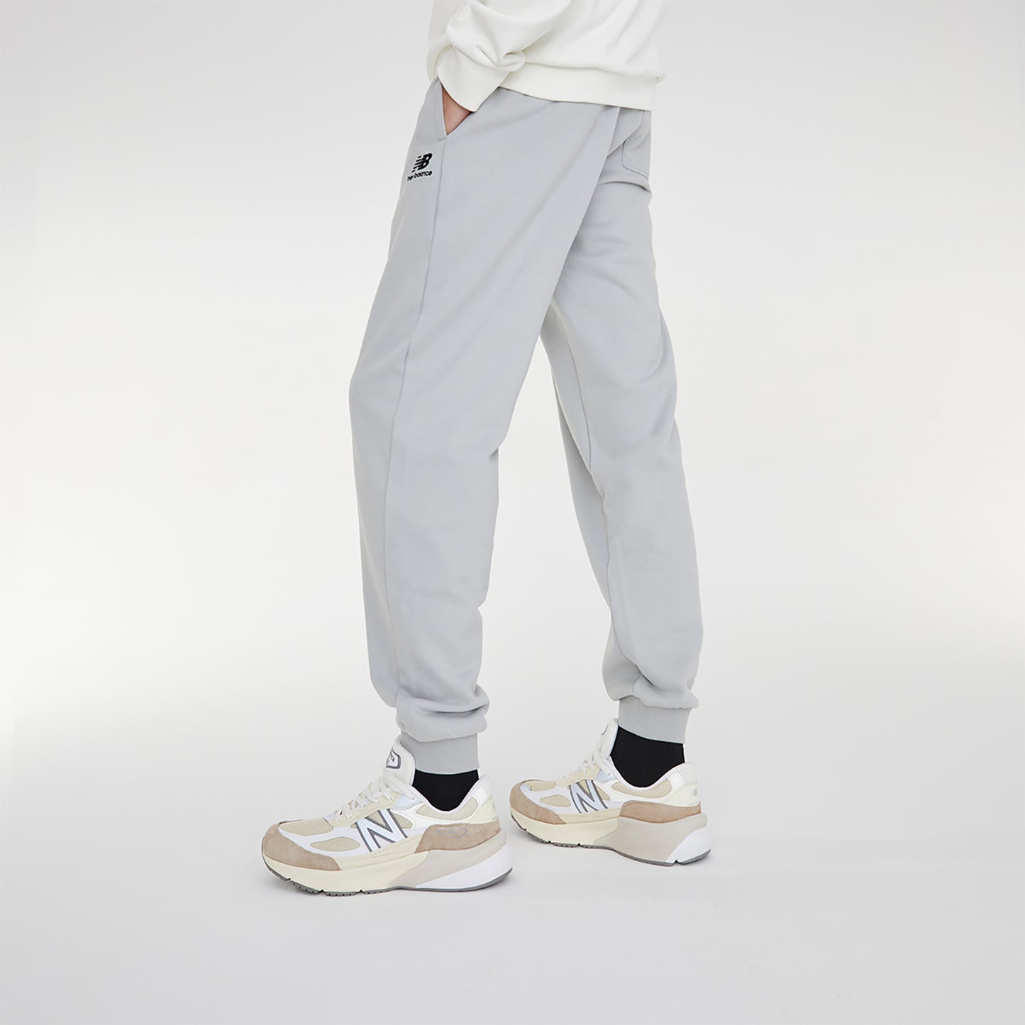 New Balance To'q rangli o'rta bel torli trikotaj sport shimlari Moda Uniseks shimlar Kulrang