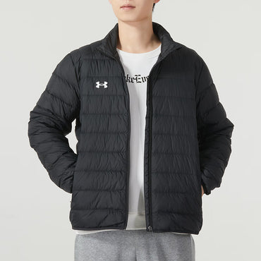 Under armour solid colour stand collar sports windproof warm quilted down jacket unisex black