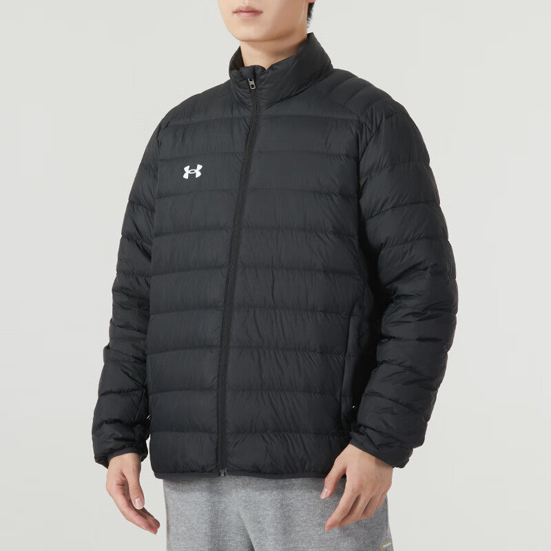 Under armour solid colour stand collar sports windproof warm quilted down jacket unisex black