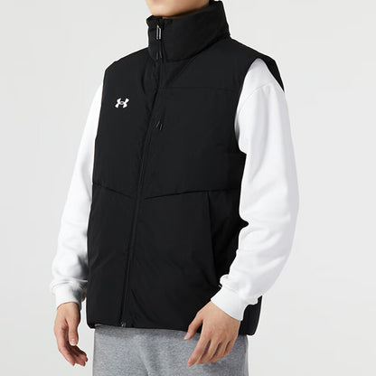 Under armour сплошной цвет стоячий воротник спорт на открытом воздухе бег casual вниз жилет мужчины и женщины черный