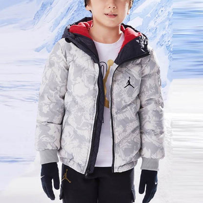 Пуховик детский Jordan Full Logo Print Zip Short Hooded - Boxette Shop