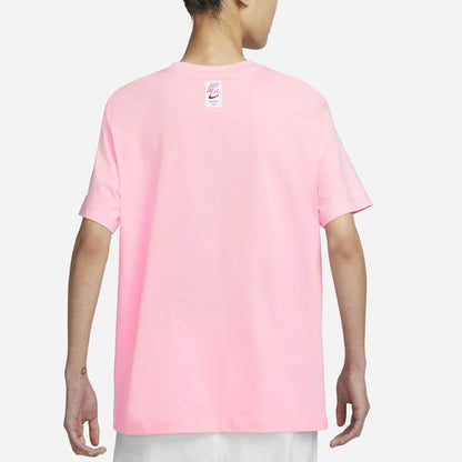 Nike sportswear алфавит печатных американский винтаж свободные круглый вырез короткий рукав допамин падения плечо рукав футболка женская средний мягкий розовый - Boxette Shop