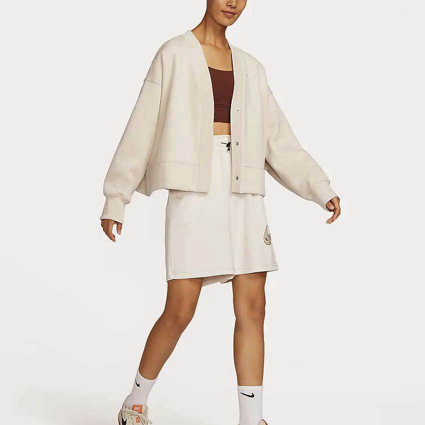 Nike sportswear solid colour padded casual loose knit women's sail white - Boxette Shop