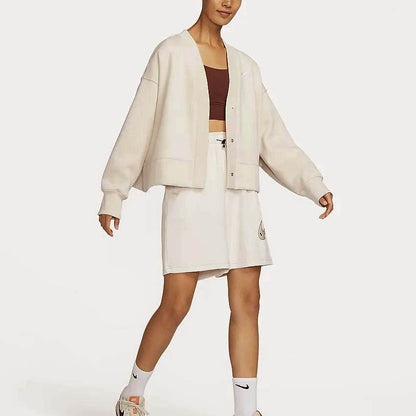 Nike sportswear solid colour padded casual loose knit women's sail white - Boxette Shop