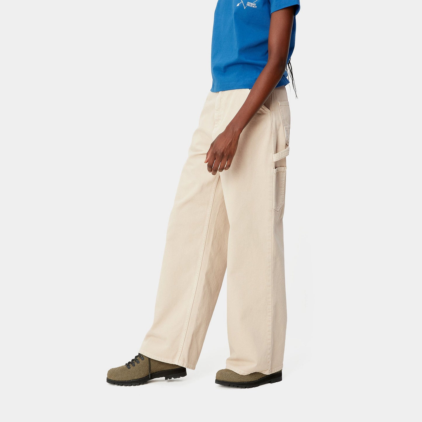 Carhartt wip w' jens shim bo'shashgan tekis baland belli shimlar oddiy ayollar shimlari bej