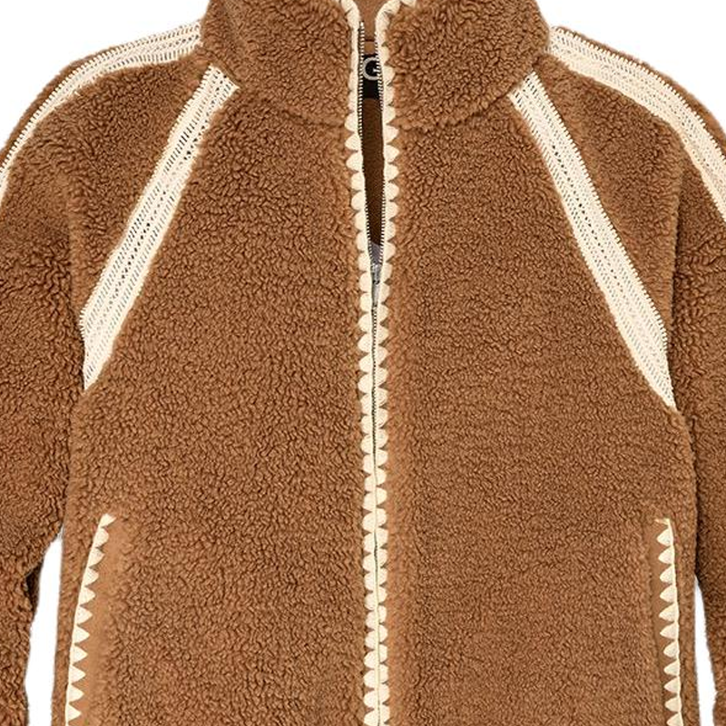 Ugg fw24 clashing stripes zip long sleeve jacket coat women's chestnut