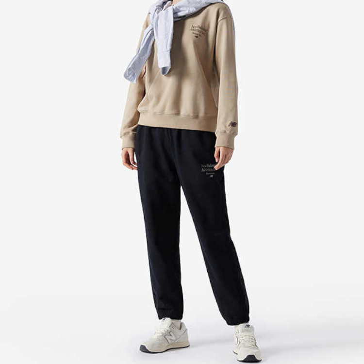 Yangi balansli harfli bosma oʻrta bel galstukli oddiy, qulay trikotajli sport shimlari qora ayollar