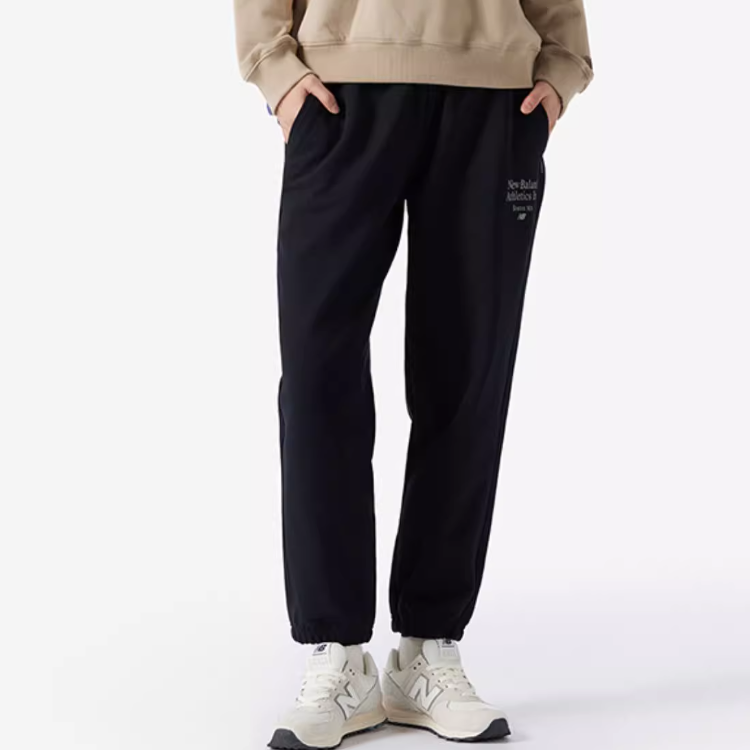 Yangi balansli harfli bosma oʻrta bel galstukli oddiy, qulay trikotajli sport shimlari qora ayollar