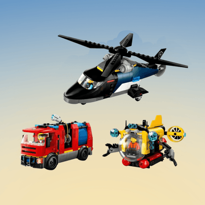 Конструктор LEGO Вертолет, Пожарная машина и Подводная лодка (60462) - Boxette Shop