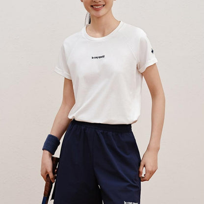 Le coq le coq sportif ochiq havoda kundalik maktubli naqshli ekipaj bo'yinli pullover qisqa yengli futbolka ayollar