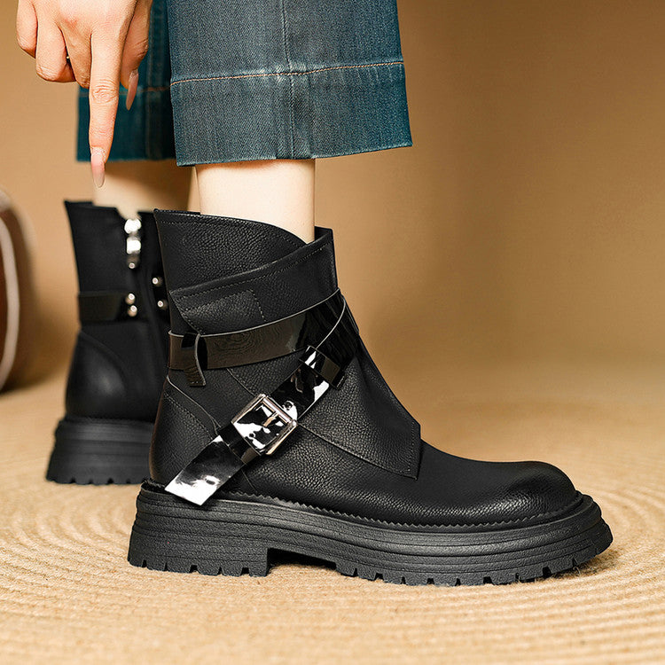 Balletcat воловьей кожи винтаж британский стиль толстым дном фея модный темперамент мода тенденция универсальный личность 16 см мартин сапоги 4,5 см женщин