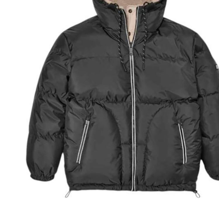 Ugg с капюшоном обратимый сплошной цвет молнии с длинным рукавом куртка куртка женская черная