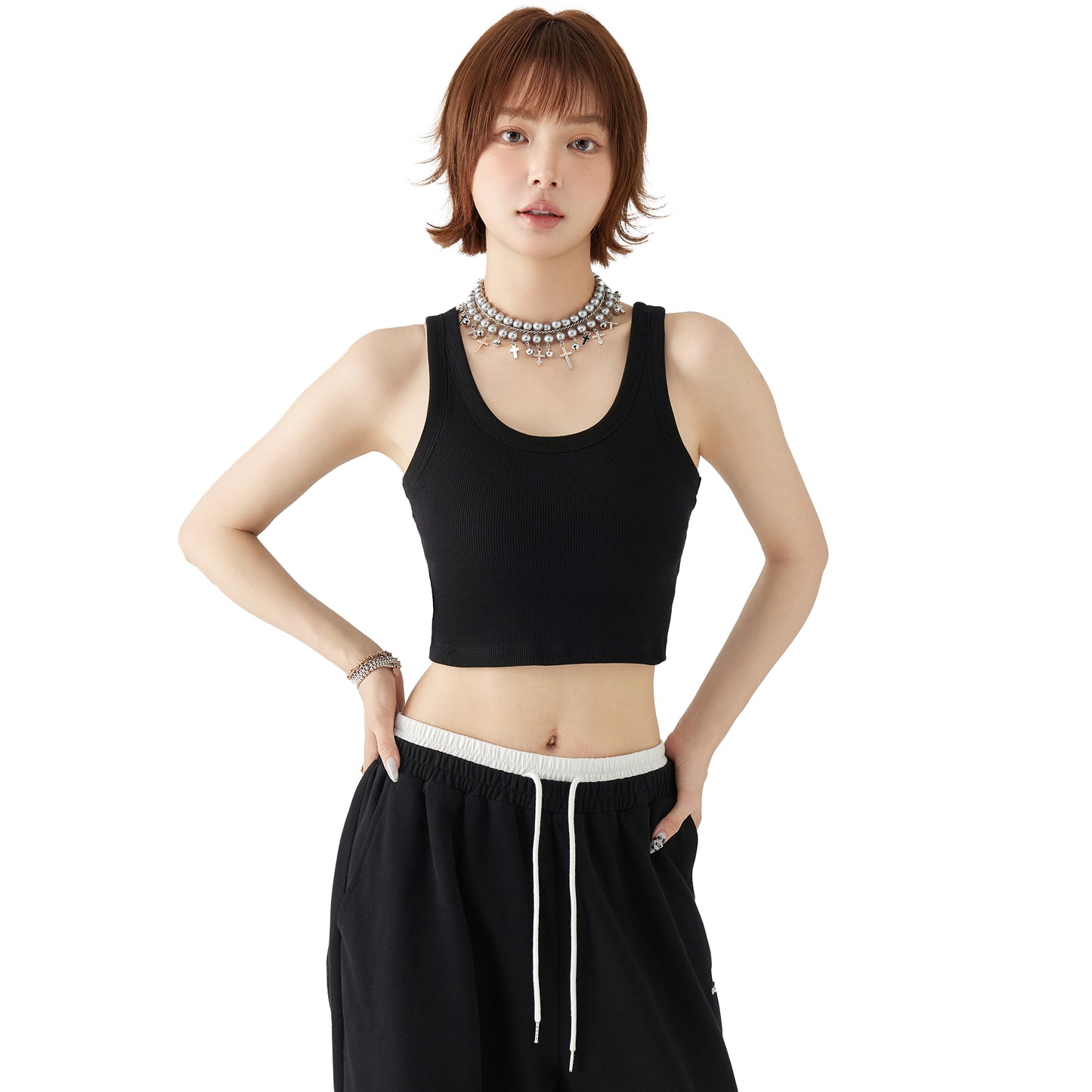 Golfkross asosiy qismi bir tekis tashqi kiyim yengsiz kamzulga qisqa qism shirin salqin shamol achchiq qiz ip ichida yuqori jilet ayol