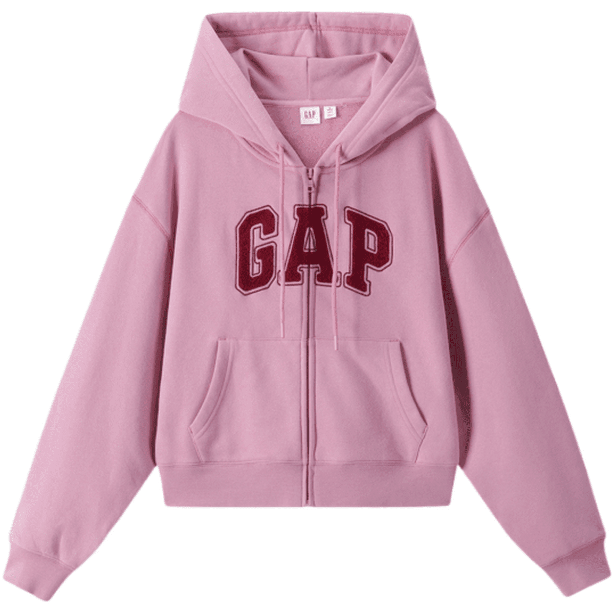 Gap casual zip simple solid colour drop shoulder padded hooded long sleeve sweatshirt women's - Boxette Shop