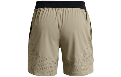 Under armour ss22 stretch solid logo tie breathable athletic training shorts men's khaki