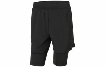 Under armour 2-в-1 спортивные тренировочные беговые дышащие шорты мужские черные