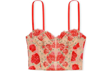 Victoria's secret victoria's secret кружево цветочная вышивка тонкий fishbone shapewear женская шампань коралловый красный принт - Boxette Shop