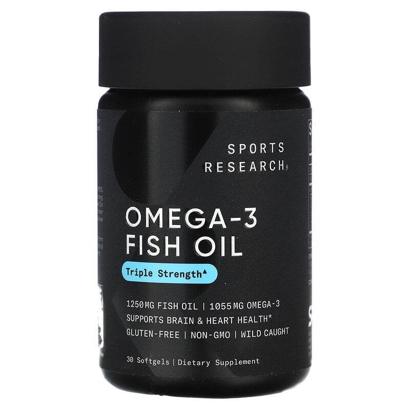 БАД Sports Research, Рыбий жир с омега-3, 30 мягких таблеток - Boxette Shop