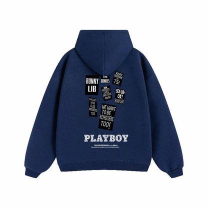 Erkaklar va ayollar uchun Playboy letter print bo'sh tasodifiy kaputi