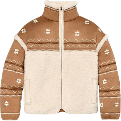 Ugg colour block collar zip long sleeve jacket women's chestnut