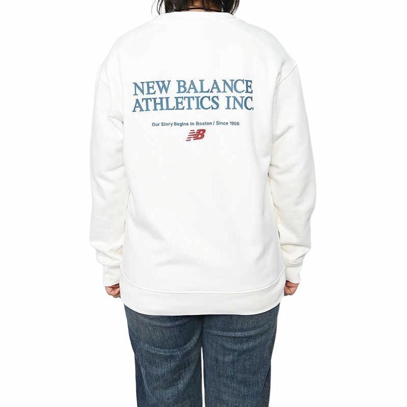 New Balance Letter Print Ekipaj bo'yinli erkaklar kozok fil suyagi