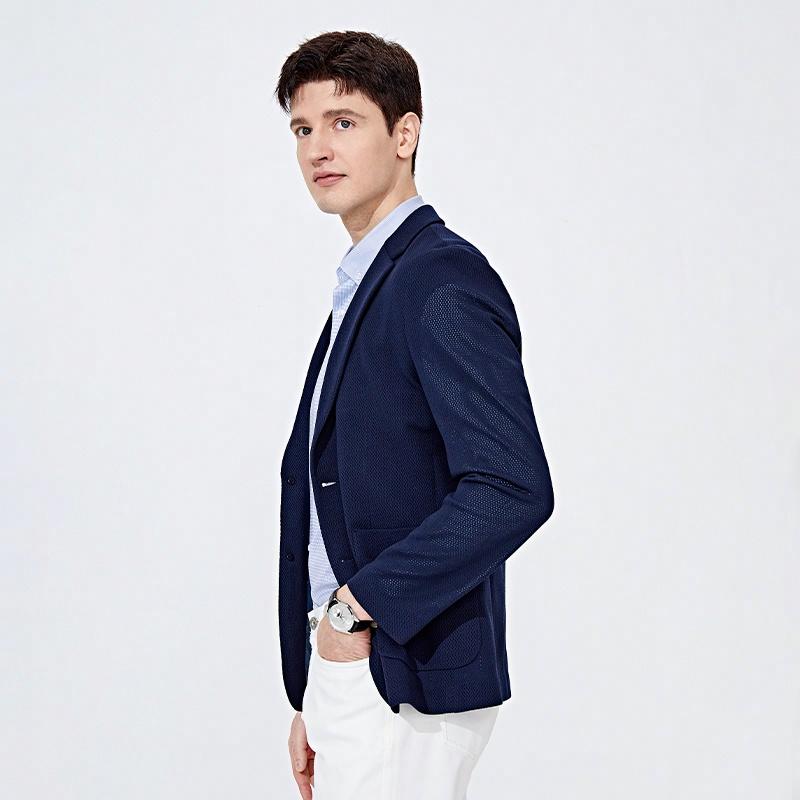 Navigare italyancha kichik yelkanli qayiq boshqaruvchi uslubdagi oddiy retro katta qulaylik hissi ko'p qirrali rasmiy kurtka biznes tasodifiy oqlangan nozik trikotaj kostyum erkaklar uchun to'q ko'k