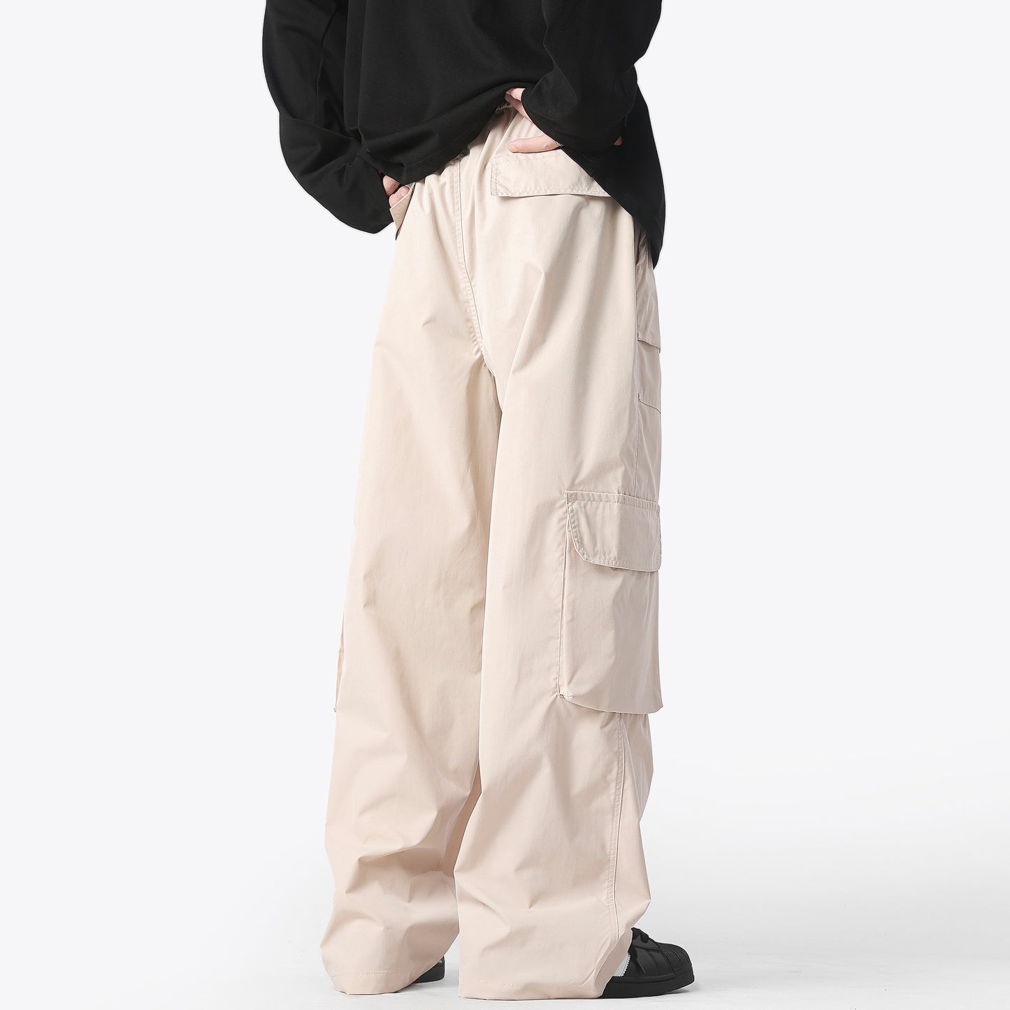 Paddy Julia American outdoor vintage logging, micro-pleated dizayn ma'nosi bir rang cho'ntaklar o'rta bel galstuk kamar bo'sh tekis sudrab erga yuz yuz kundalik ish shim bilan bir xil modellari bilan erkaklar va ayollar