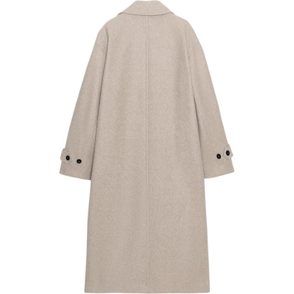 Zara мягкий свободный лацкан с длинным рукавом двубортное пальто женское