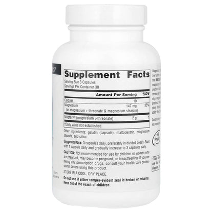БАД Source Naturals Magtein, L-треонат магния, 667 мг, 90 капсул - Boxette Shop
