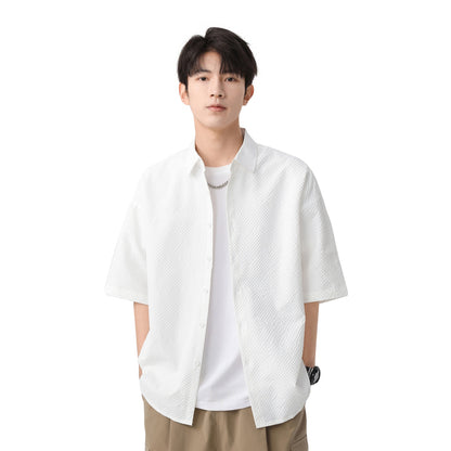 Igoi Amerika tekis rangli oddiy asosiy modellar bo'shashgan yagona ko'krakli teksturali yelkada erkin his qiluvchi oddiy yuzta tekis kalta yengli ko'ylaklar bir xil modeldagi erkaklar va ayollar