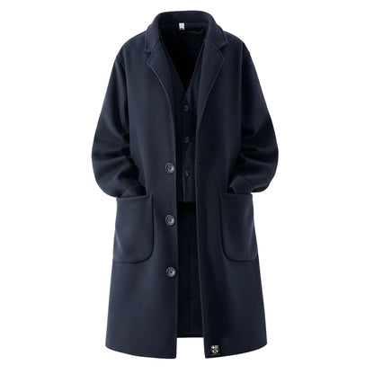 FC Barcelona koreys dangasa uslubidagi asosiy uzun cho'ntakli issiq ko'ylagi uzun yengli lapel ikki qismli qulay moda katta sezgi trendi tasodifiy palto bir xil paragrafli erkaklar va ayollar