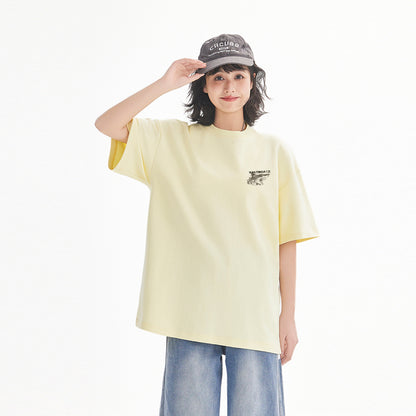 Pal ongaco amerikalik gangster chiroyli shark harflari bosma sayohat universal niche genderless tide bo'sh ekipaj bo'yinli qisqa yengli futbolka erkaklar va ayollar bir xil