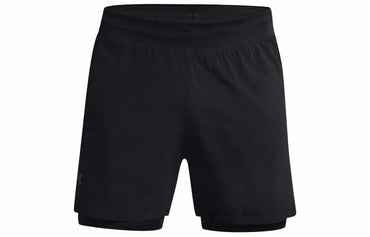 Under armour 2-в-1 тренировочные атлетические шорты для бега мужские черные